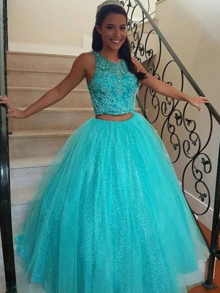 Ball Gown Sequins Two Pieces Long Prom Dresses Formal Evening Gowns 995011570