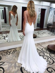 Long White Mermaid Prom Dresses Formal Evening Gowns 995011574
