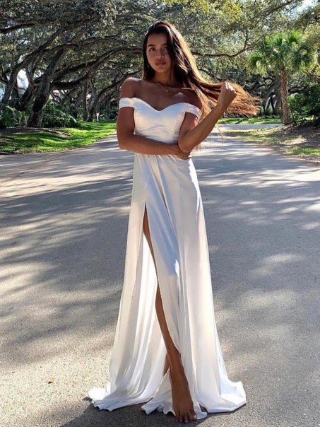 Long White Off-the-Shoulder Prom Dresses Formal Evening Gowns 995011575