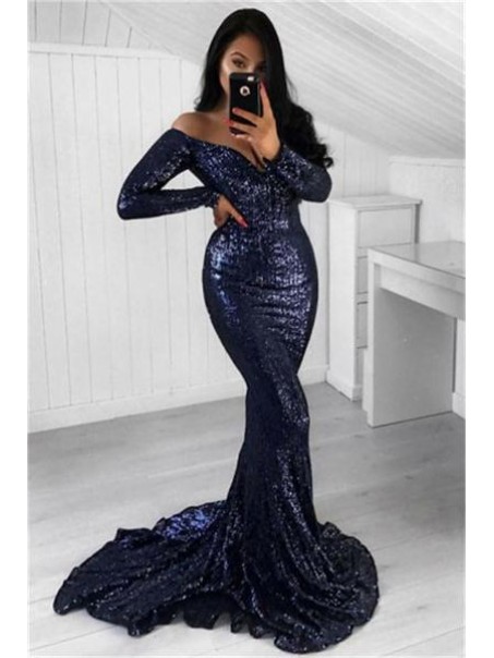 Long Sleeves Mermaid Sequins Prom Dresses Formal Evening Dresses 99501158 Long Sleeves Mermaid Sequins Prom Dresses Formal Evening Dresses 99501158