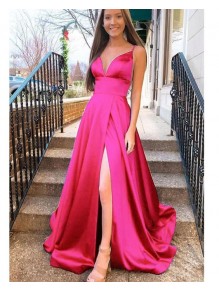 A-Line Long Satin V-Neck Prom Dresses Formal Evening Gowns 995011590 A-Line Long Satin V-Neck Prom Dresses Formal Evening Gowns 995011590