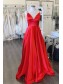 A-Line Long Satin V-Neck Prom Dresses Formal Evening Gowns 995011591 A-Line Long Satin V-Neck Prom Dresses Formal Evening Gowns 995011591
