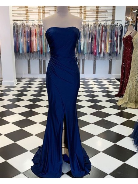 Mermaid Strapless Long Prom Dresses Formal Evening Gowns 995011596