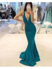 Mermaid V-Neck Long Prom Dresses Formal Evening Gowns 995011597