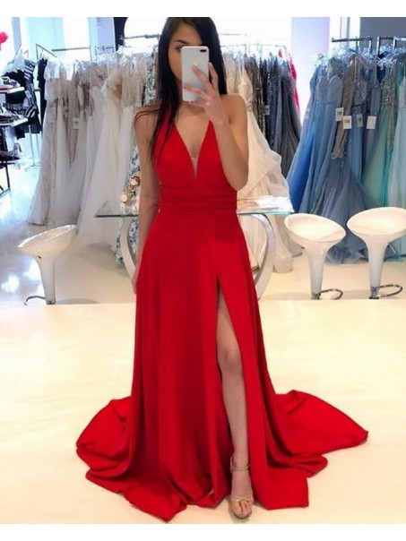 A-Line V-Neck Long Red Prom Dresses Formal Evening Gowns 995011598 A-Line V-Neck Long Red Prom Dresses Formal Evening Gowns 995011598