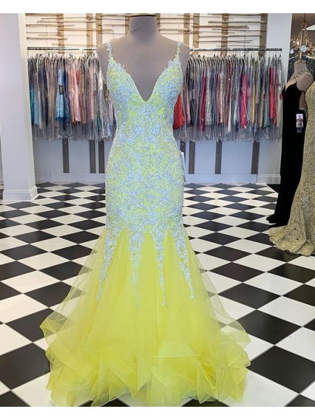 Mermaid Beaded Lace Long Prom Dresses Formal Evening Gowns 995011599