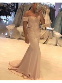 Mermaid Beaded Lace Off-the-Shoulder Long Prom Dresses Formal Evening Gowns 995011600