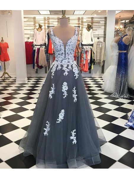 A-Line Lace Appliques Long Prom Dresses Formal Evening Gowns 995011611 A-Line Lace Appliques Long Prom Dresses Formal Evening Gowns 995011611