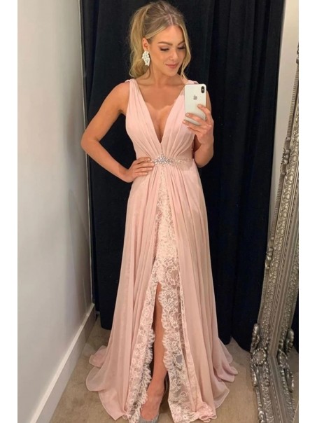 A-Line Beaded Lace Chiffon Long Prom Dresses Formal Evening Gowns 995011617 A-Line Beaded Lace Chiffon Long Prom Dresses Formal Evening Gowns 995011617