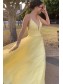 A-Line Beaded Lace Long Yellow Prom Dresses Formal Evening Gowns 995011620