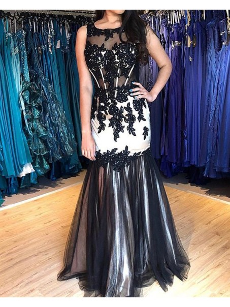 Mermaid Beaded Lace Long Prom Dresses Formal Evening Gowns 995011624