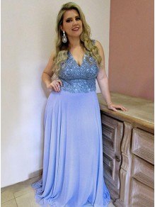 Long V-Neck Plus Size Prom Dresses Formal Evening Dresses 99501163