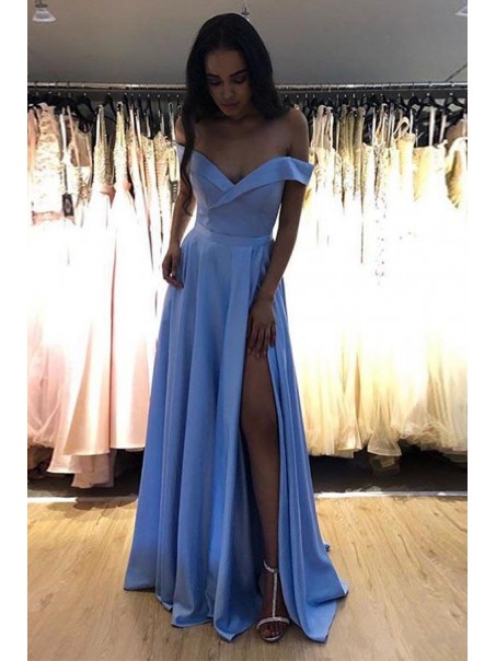 A-Line Off-the-Shoulder Long Prom Dresses Formal Evening Gowns 995011639