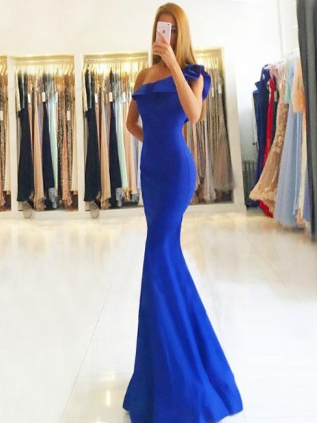Elegant One-Shoulder Mermaid Long Plus Size Prom Dresses Formal Evening Dresses 99501164