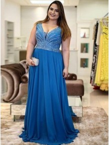 A-Line Beaded Long Plus Size Prom Dresses Formal Evening Dresses 99501165