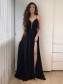 A-Line Long Black Chiffon Prom Dresses Formal Evening Gowns 995011658