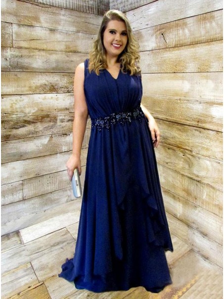 Long Beaded V-Neck Plus Size Prom Dresses Formal Evening Dresses 99501167