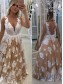 A-Line V-Neck Beaded Lace Long Prom Dresses Formal Evening Dresses 99501170