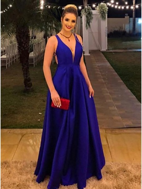 A-Line V-Neck Long Prom Dresses Formal Evening Dresses 99501172