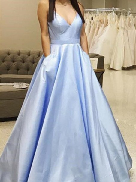 A-Line V-Neck Long Prom Dresses Formal Evening Dresses 99501191
