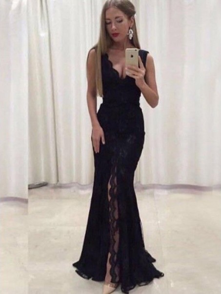Sexy V-Neck Lace Chiffon Long Prom Dresses Formal Evening Dresses 99501195 Sexy V-Neck Lace Chiffon Long Prom Dresses Formal Evening Dresses 99501195