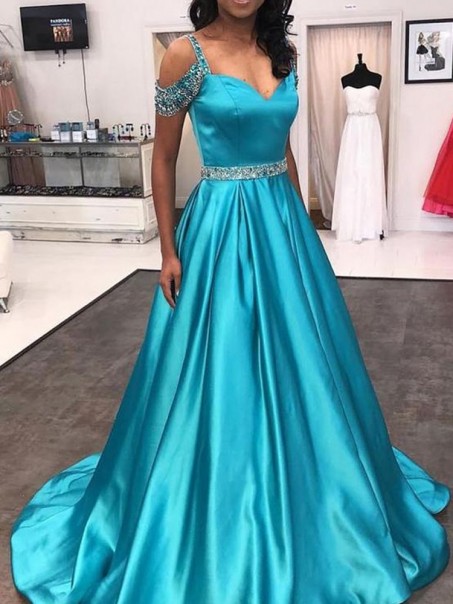 A-Line Beaded Long Prom Dresses Formal Evening Dresses 99501197