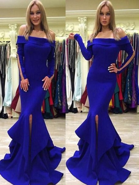 Long Sleeves Mermaid Off-the-Shoulder Prom Dresses Formal Evening Dresses 99501198