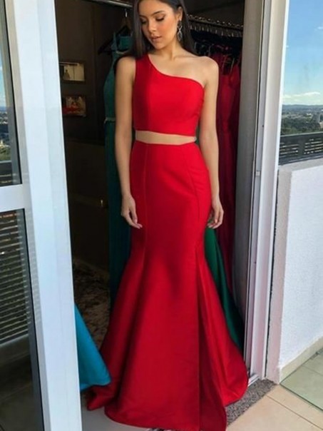 Mermaid One-Shoulder Long Prom Dresses Formal Evening Dresses 99501208