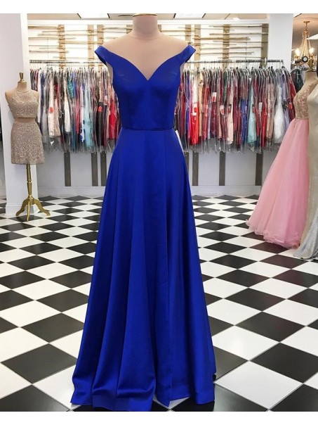 A-Line V-Neck Off-the-Shoulder Long Prom Dresses Formal Evening Dresses 99501213