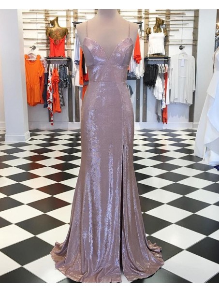 Spaghetti Straps V-Neck Long Prom Dresses Formal Evening Dresses 99501215