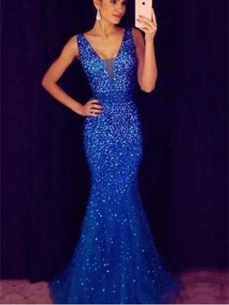 Mermaid V-Neck Beaded Long Prom Dresses Formal Evening Dresses 99501239 Mermaid V-Neck Beaded Long Prom Dresses Formal Evening Dresses 99501239