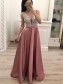 A-Line V-Neck Beaded Long Prom Dresses Formal Evening Dresses 99501247