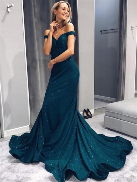 Mermaid Off-the-Shoulder Long Prom Dresses Formal Evening Dresses 99501248
