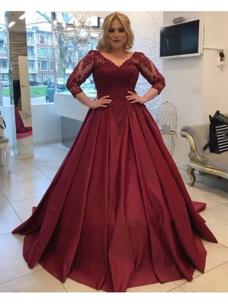 Ball Gown V-Neck Lace Long Prom Dresses Formal Evening Dresses 99501271