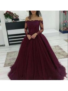 Ball Gown Off-the-Shoulder Lace Long Prom Dresses Formal Evening Dresses 99501279