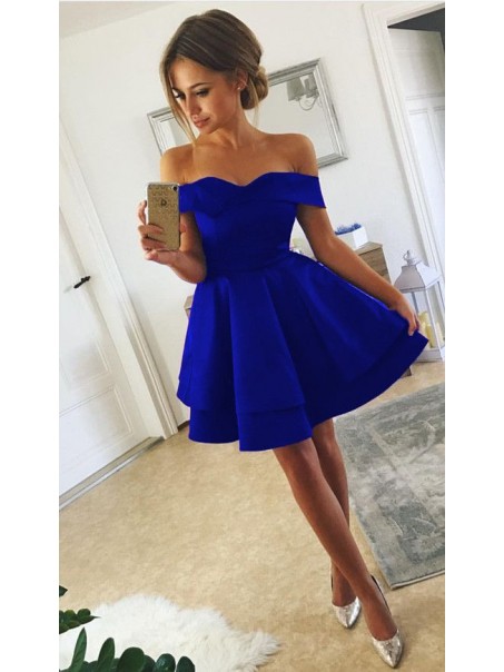 A-Line Off-the-Shoulder Short Prom Dresses Formal Evening Dresses 99501283