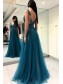 A-Line Beaded Lace Tulle Long Prom Dresses Formal Evening Dresses 99501284