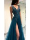A-Line Beaded Lace Tulle Long Prom Dresses Formal Evening Dresses 99501284