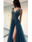 A-Line Beaded Lace Tulle Long Prom Dresses Formal Evening Dresses 99501284