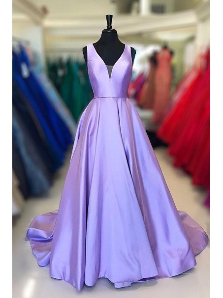 A-Line V-Neck Long Prom Dresses Formal Evening Dresses 99501294