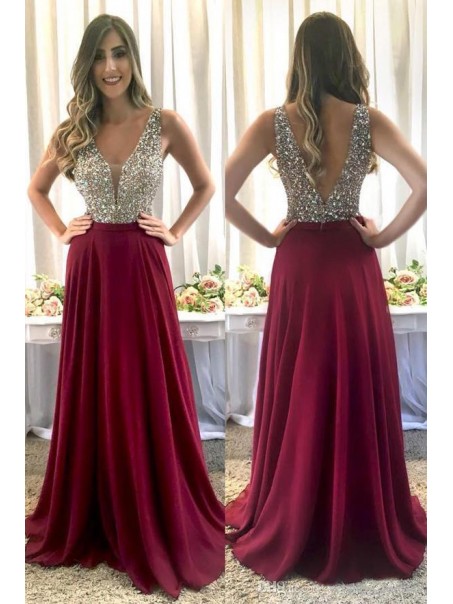 A-Line Beaded Long Prom Dresses Formal Evening Dresses 99501300