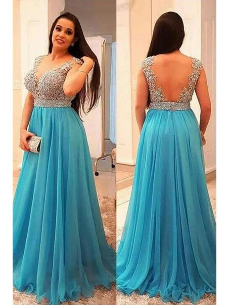 A-Line Beaded Lace Appliques Long Prom Dresses Plus Size Formal Evening Dresses 99501301