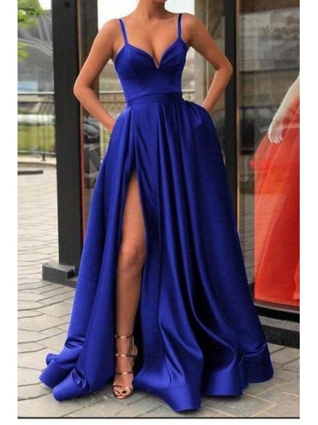 A-Line Spaghetti Straps Long Prom Dresses Formal Evening Dresses 99501308