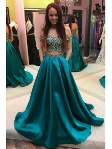 A-Line Two Pieces Lace Long Prom Dresses Formal Evening Dresses 99501316 A-Line Two Pieces Lace Long Prom Dresses Formal Evening Dresses 99501316