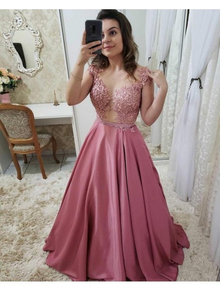 A-Line Beaded Lace Long Prom Dresses Formal Evening Dresses 99501320