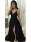 A-Line Beaded Lace Chiffon Long Black Prom Dresses Formal Evening Dresses 99501322