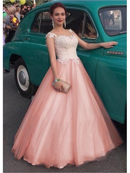 Ball Gown Tulle Lace Long Prom Dresses Formal Evening Dresses 99501338
