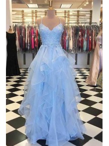 Spaghetti Straps Lace Long Prom Dresses Formal Evening Dresses 99501362