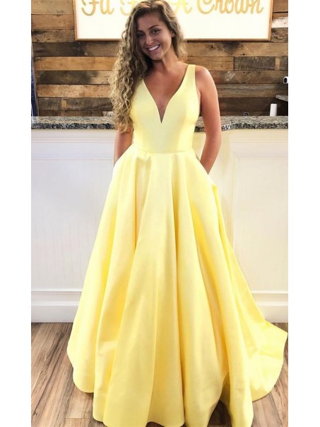 A-Line V-Neck Long Prom Dresses Formal Evening Dresses 99501363