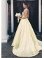 A-Line V-Neck Long Yellow Prom Dresses Formal Evening Dresses 99501369